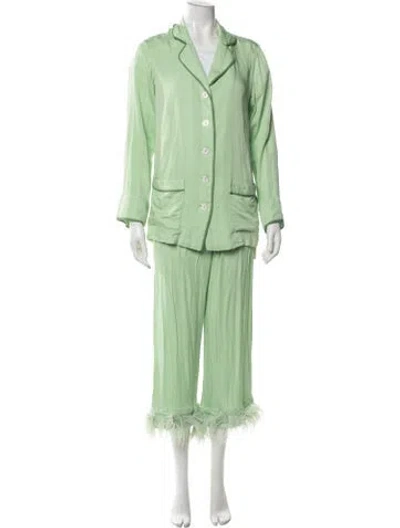 Pre-owned Sleeper Feather Trim Pajamas In Green