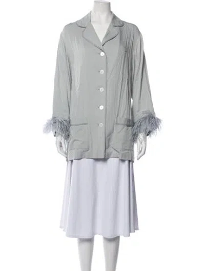 Pre-owned Sleeper Feather Trim Pajamas In Grey