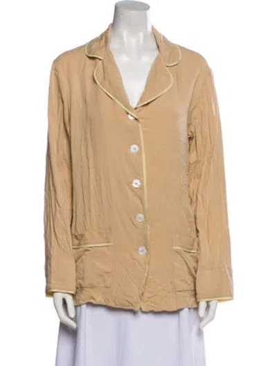 Pre-owned Sleeper Feather Trim Pajamas In Neutral