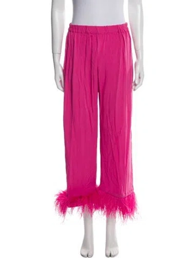 Pre-owned Sleeper Feather Trim Pajamas In Pink