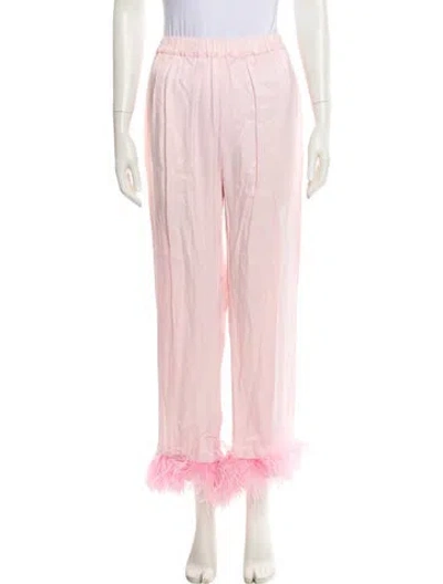 Pre-owned Sleeper Feather Trim Pajamas In Pink