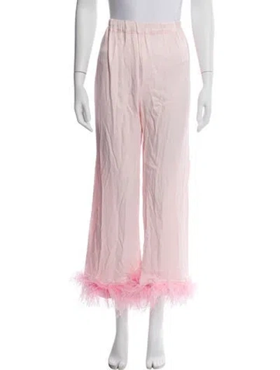 Pre-owned Sleeper Feather Trim Pajamas In Pink