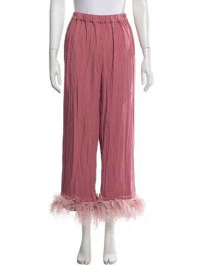 Pre-owned Sleeper Feather Trim Pajamas In Pink