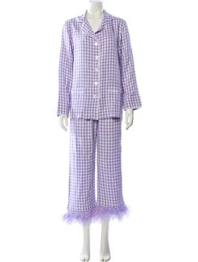 Pre-owned Sleeper Feather Trim Pajamas In Purple