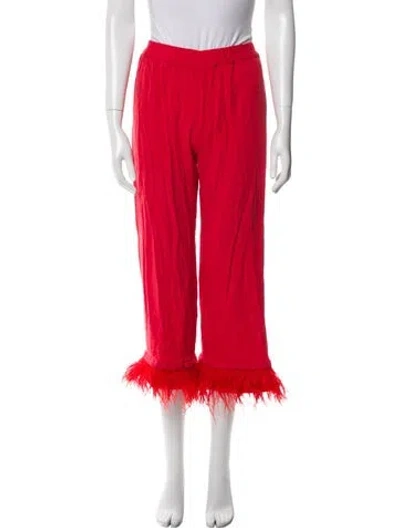 Pre-owned Sleeper Feather Trim Pajamas In Red