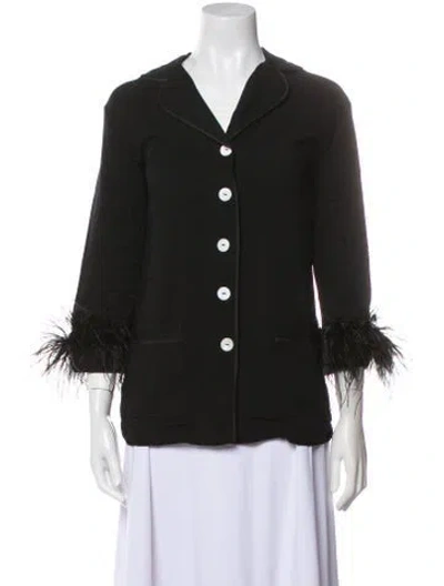 Pre-owned Sleeper Feather Trim Pajamas W/ Tags In Black