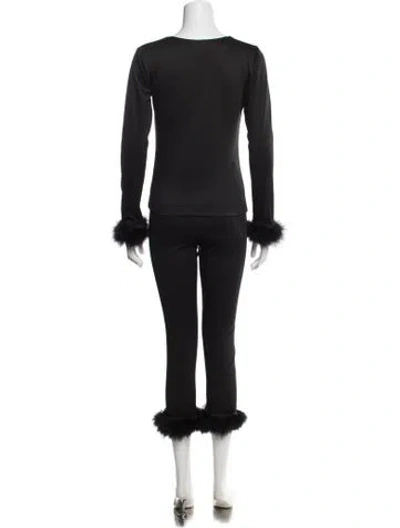 Pre-owned Sleeper Feather Trim Pajamas W/ Tags In Black