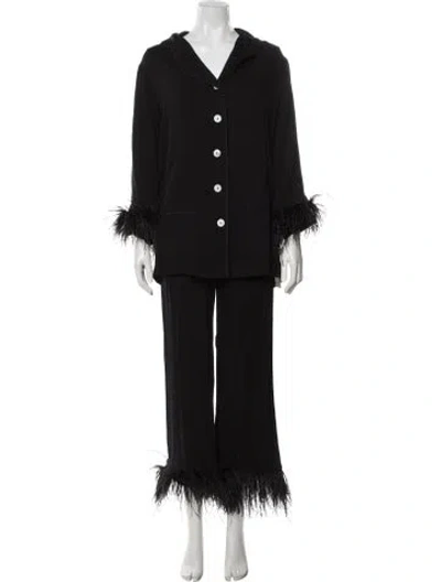 Pre-owned Sleeper Feather Trim Pajamas W/ Tags In Black