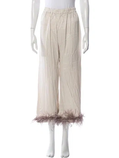 Pre-owned Sleeper Feather Trim Pajamas W/ Tags In Neutral