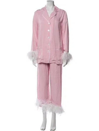 Pre-owned Sleeper Feather Trim Pajamas W/ Tags In Pink