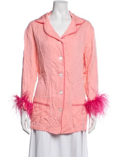 Pre-owned Sleeper Feather Trim Pajamas W/ Tags In Pink