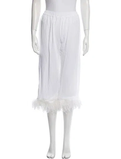 Pre-owned Sleeper Feather Trim Pajamas In White