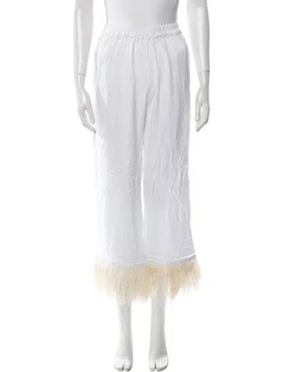 Pre-owned Sleeper Feather Trim Pajamas In White