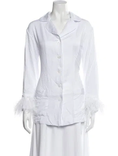 Pre-owned Sleeper Feather Trim Pajamas In White