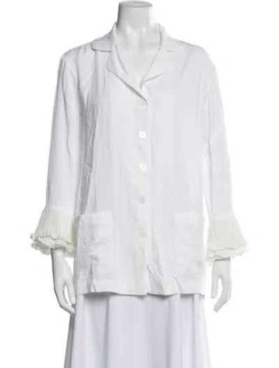Pre-owned Sleeper Feather Trim Pajamas In White