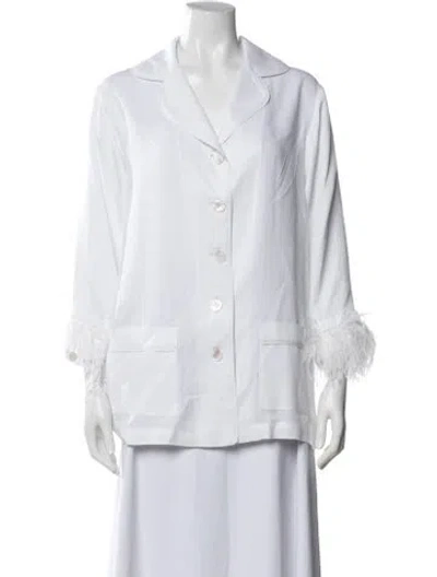 Pre-owned Sleeper Feather Trim Pajamas In White
