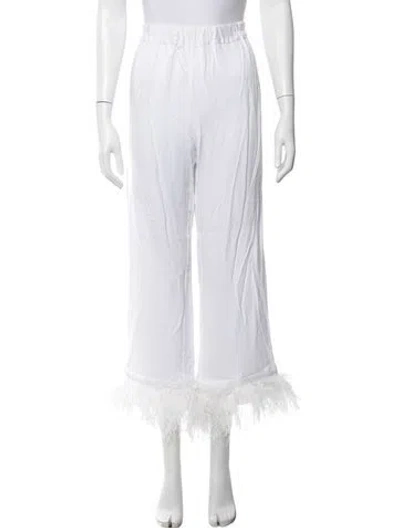 Pre-owned Sleeper Feather Trim Pajamas In White