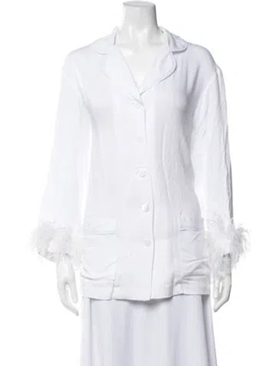 Pre-owned Sleeper Feather Trim Pajamas In White