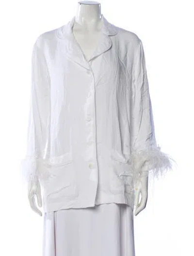 Pre-owned Sleeper Feather Trim Pajamas In White