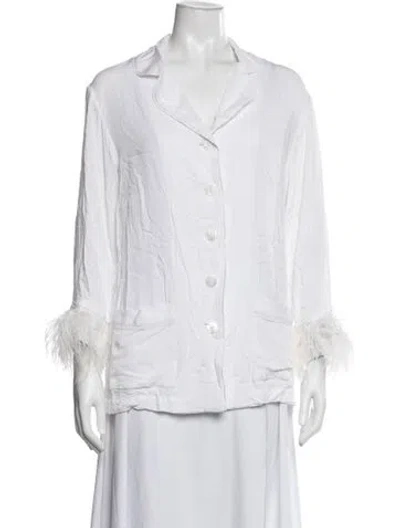Pre-owned Sleeper Feather Trim Pajamas In White