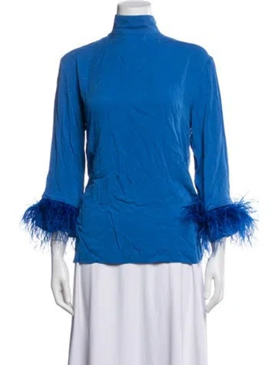 Pre-owned Sleeper Feather Trim Pant Set In Blue