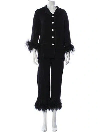 Pre-owned Sleeper Feather Trim Pant Set In Gray