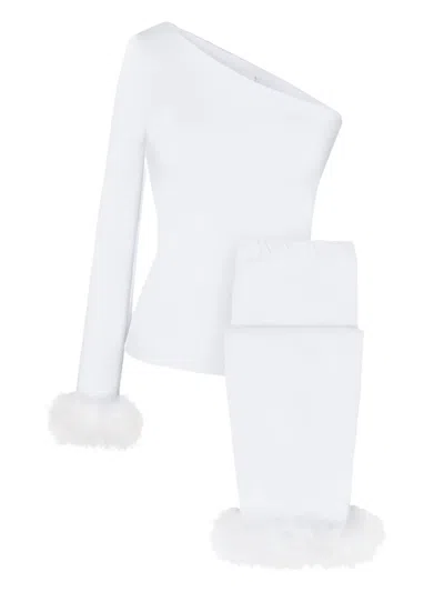 Sleeper Feather-trim Pyjama Set In White