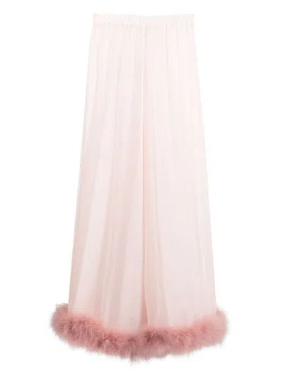 Sleeper Feather-trim Pyjama Trousers In Pink