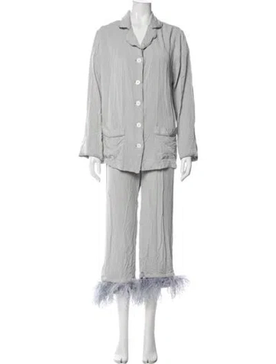 Pre-owned Sleeper Feather Trim Set In Gray