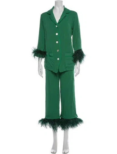Pre-owned Sleeper Feather Trim Set In Green