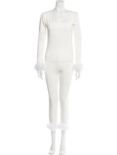 Pre-owned Sleeper Feather Trim Set In Neutral