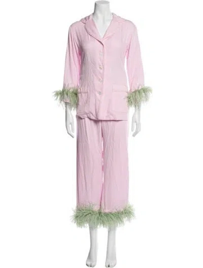 Pre-owned Sleeper Feather Trim Set In Pink
