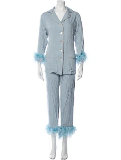 Pre-owned Sleeper Feather Trim Set W/ Tags In Blue
