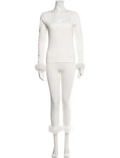Pre-owned Sleeper Feather Trim Set In White