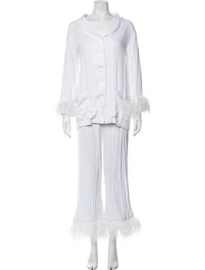 Pre-owned Sleeper Feather Trim Set In White