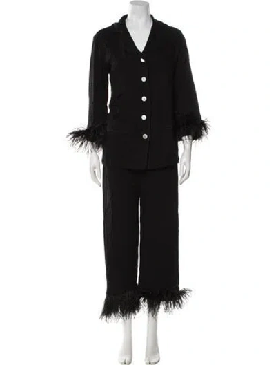 Pre-owned Sleeper Feather Trim Skirt Set W/ Tags In Black