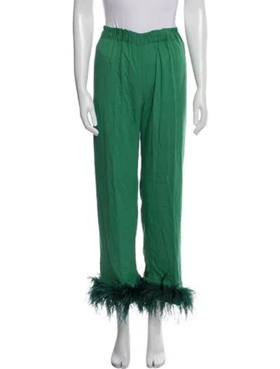 Pre-owned Sleeper Feather Trim Sweatpants In Green