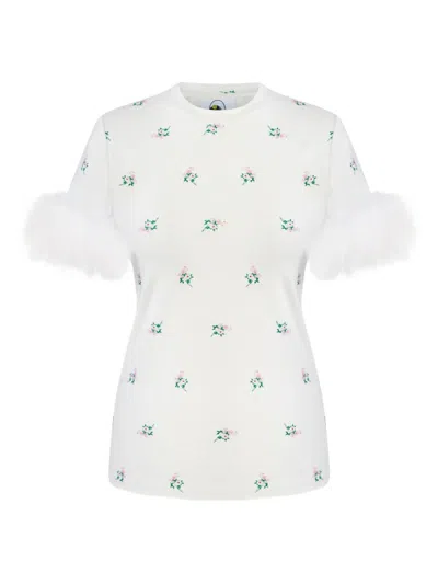 Sleeper Feather-trim T-shirt In Multi