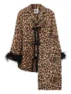 Sleeper Feather-trimmed Leopard-print Pajamas In Brown
