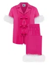 Sleeper Feather-trimmed Loungewear Set In Pink