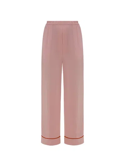 Sleeper Finnegan Piped Pajama-style Trousers In Pink