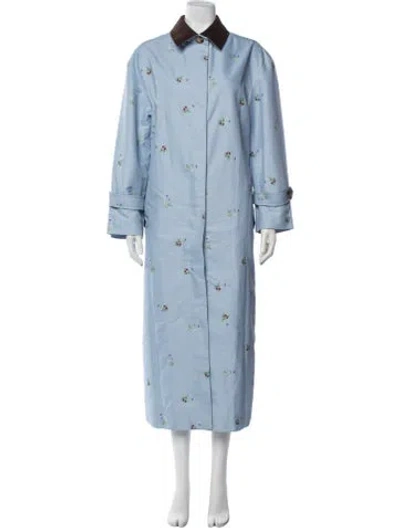 Pre-owned Sleeper Floral Print Coat In Blue