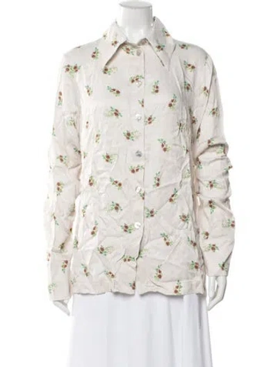 Pre-owned Sleeper Floral Print Long Sleeve Blouse In Neutral