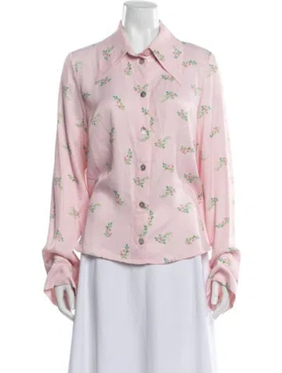 Pre-owned Sleeper Floral Print Long Sleeve Blouse In Pink