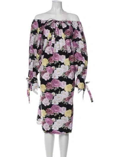 Pre-owned Sleeper Floral Print Midi Length Dress In Multi