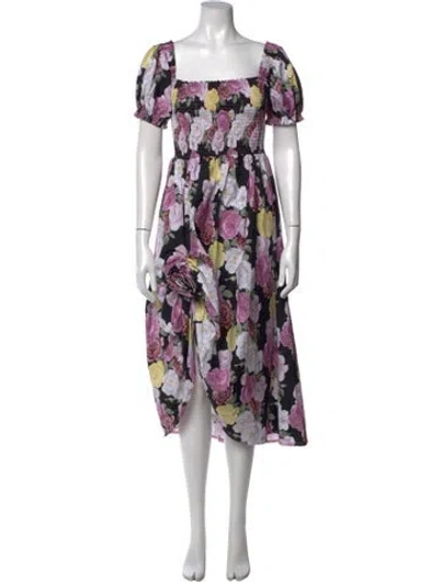 Pre-owned Sleeper Floral Print Midi Length Dress In Multicolor