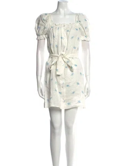 Pre-owned Sleeper Floral Print Mini Dress In White