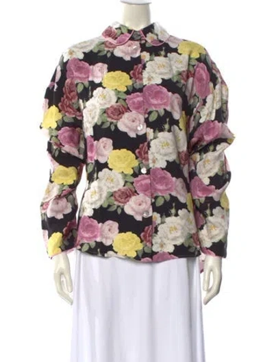 Pre-owned Sleeper Floral Print Mock Neck Blouse W/ Tags In Multi