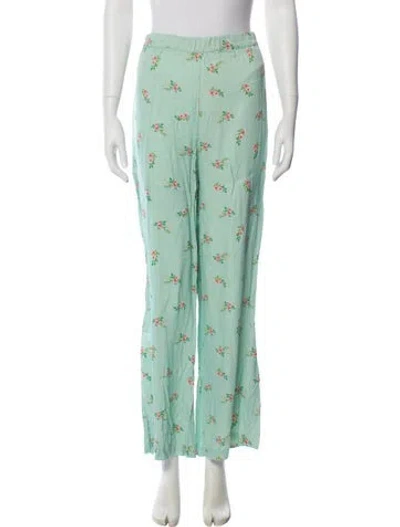 Pre-owned Sleeper Floral Print Pajamas In Green