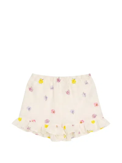 Sleeper Floral-print Ruffled Shorts In White
